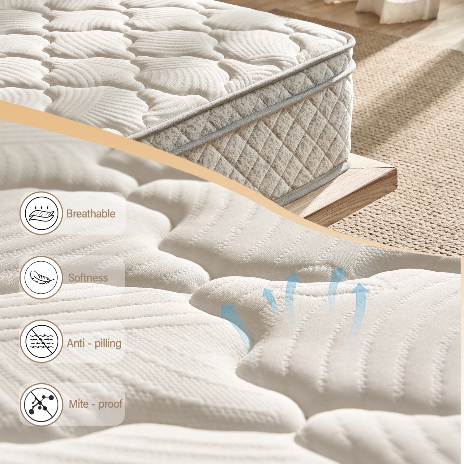 12” Twin/Full/Queen/King Size Mattress with Hybrid Pocket Spring & Memory Foam