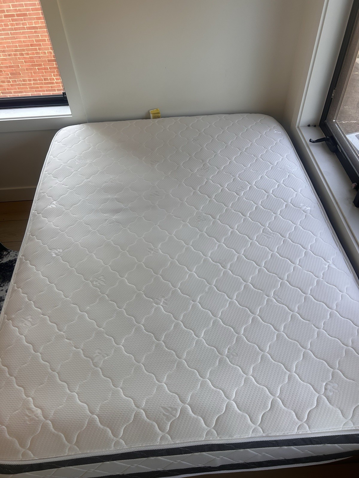 Queen Mattress Medium Soft Quilted Fabric Cover White/Gray NO STAINS 14 Inch