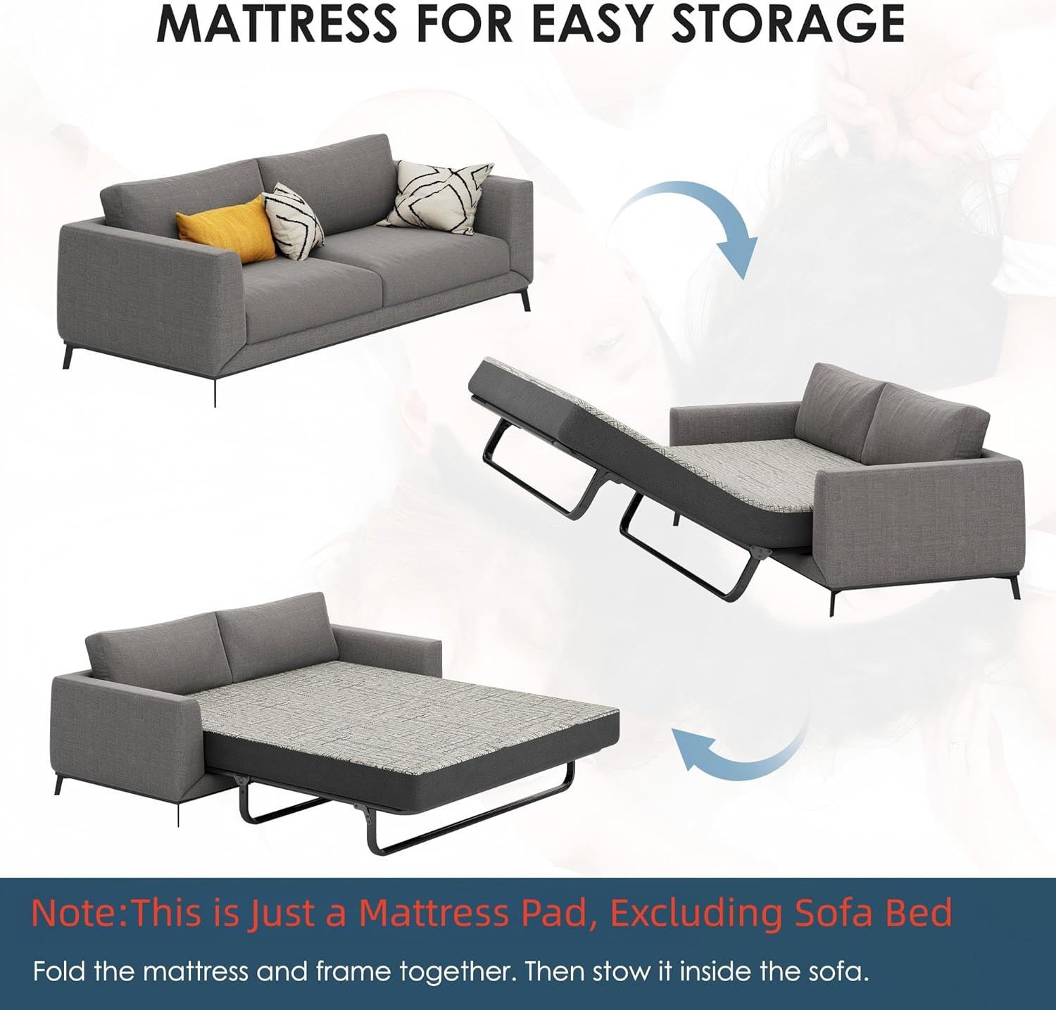 Full Size Sofa Mattress，4-Inch Gel Memory Foam with Removable Washable Cover for