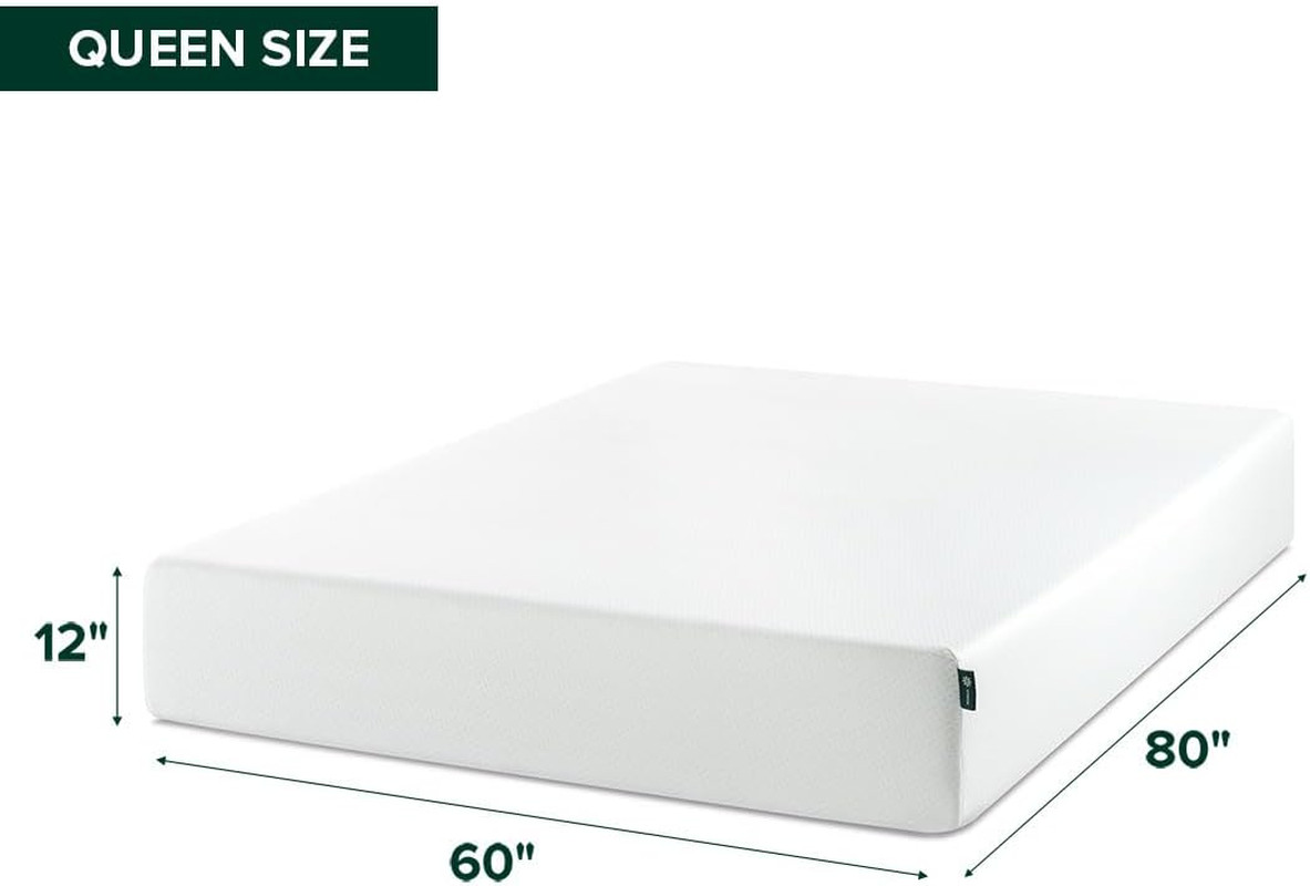 Green Tea Memory Foam Mattress 12 Inch, Pressure-Relieving Comfort & Full-Body S