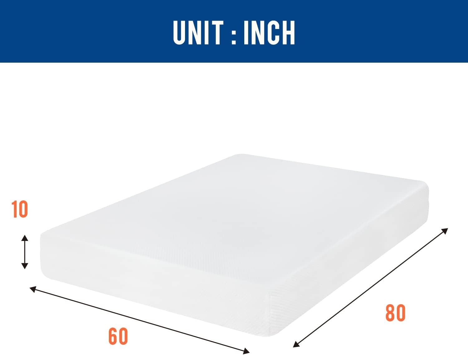 CertiPUR Certified 10 Inch Queen Gel Memory Foam Mattress – Pressure Relief