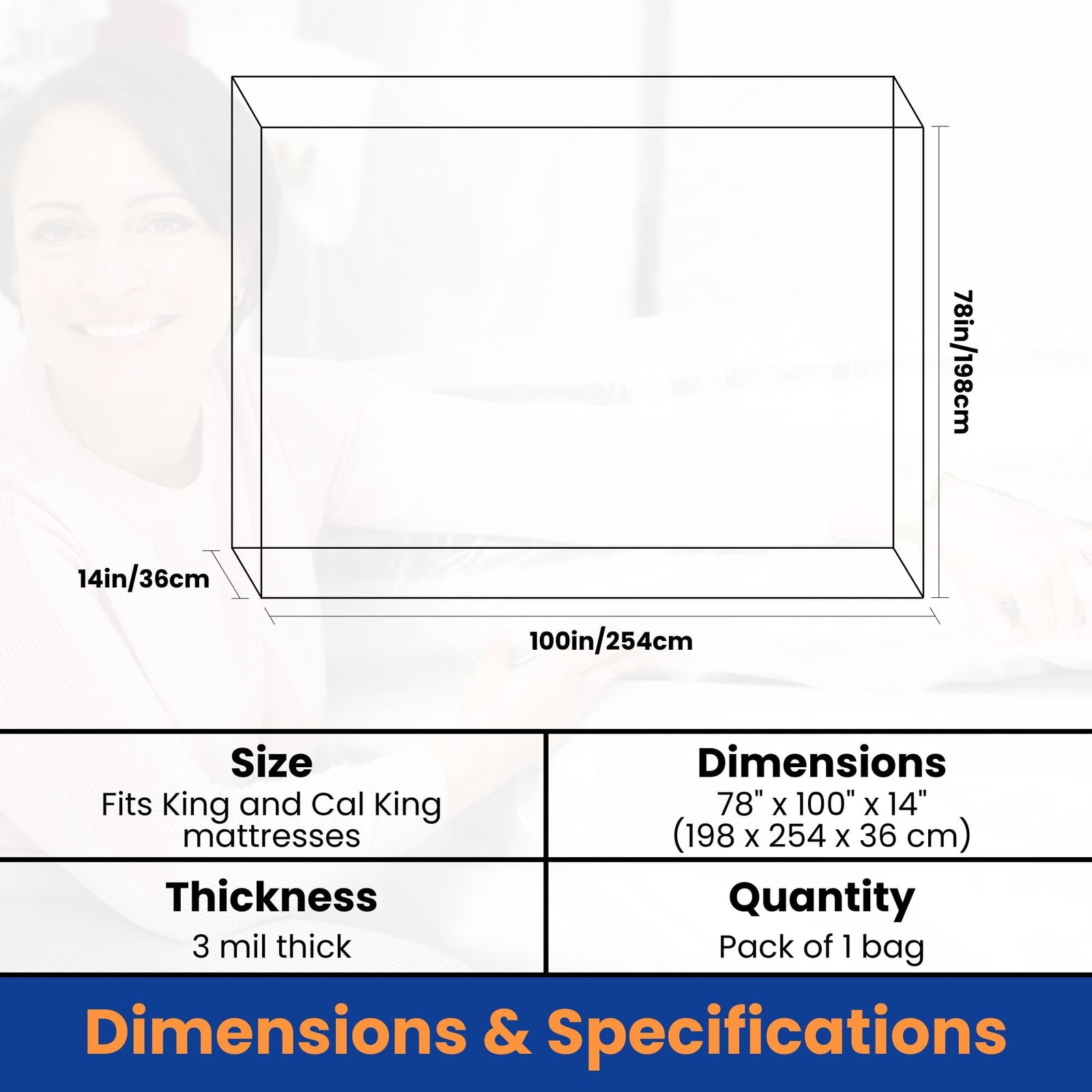 VICMORE 3mil Heavy-Duty Plastic Mattress Bag for King/Cal King King, Clear