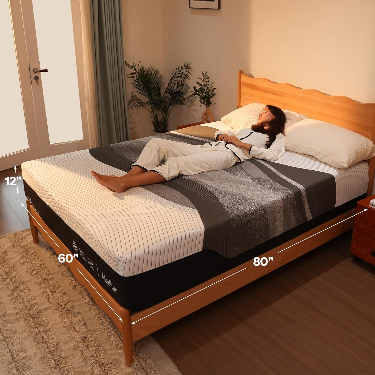 12 Inch Queen Mattress,Made in USA, Cooling Top Layer,Graphene & Green Tea Gel C