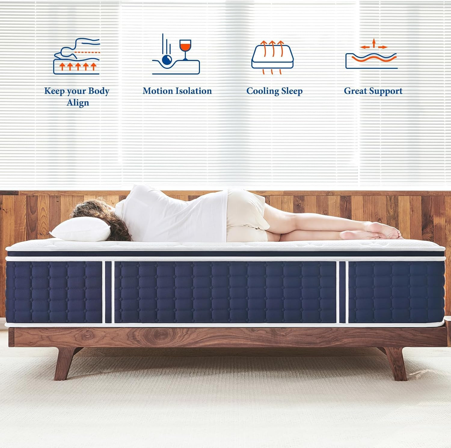 Twin XL Mattress 14 Inch, Hybrid XL Twin Mattress in a Box, 4 Layer Premium Foam
