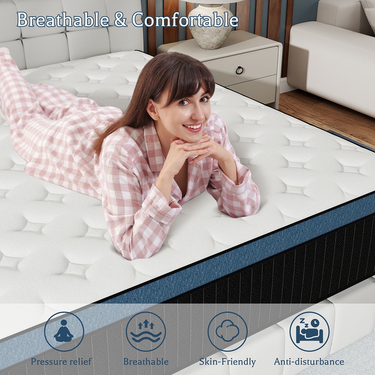 10″12″14″ Memory Foam Spring Hybrid Mattress in A Box Twin Full Queen King Size
