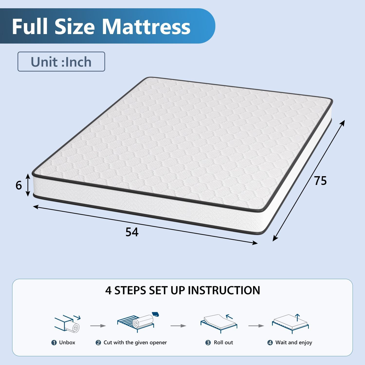 6 Inch Hybrid Mattress – Memory Foam & Innerspring, Medium Firm, CertiPUR-US