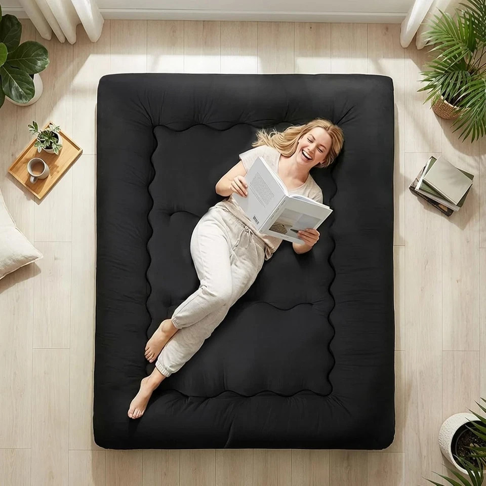 4″ Roll Up Floor Mattress Japanese Foldable Futon Mat Tatami w/ Removable Cover