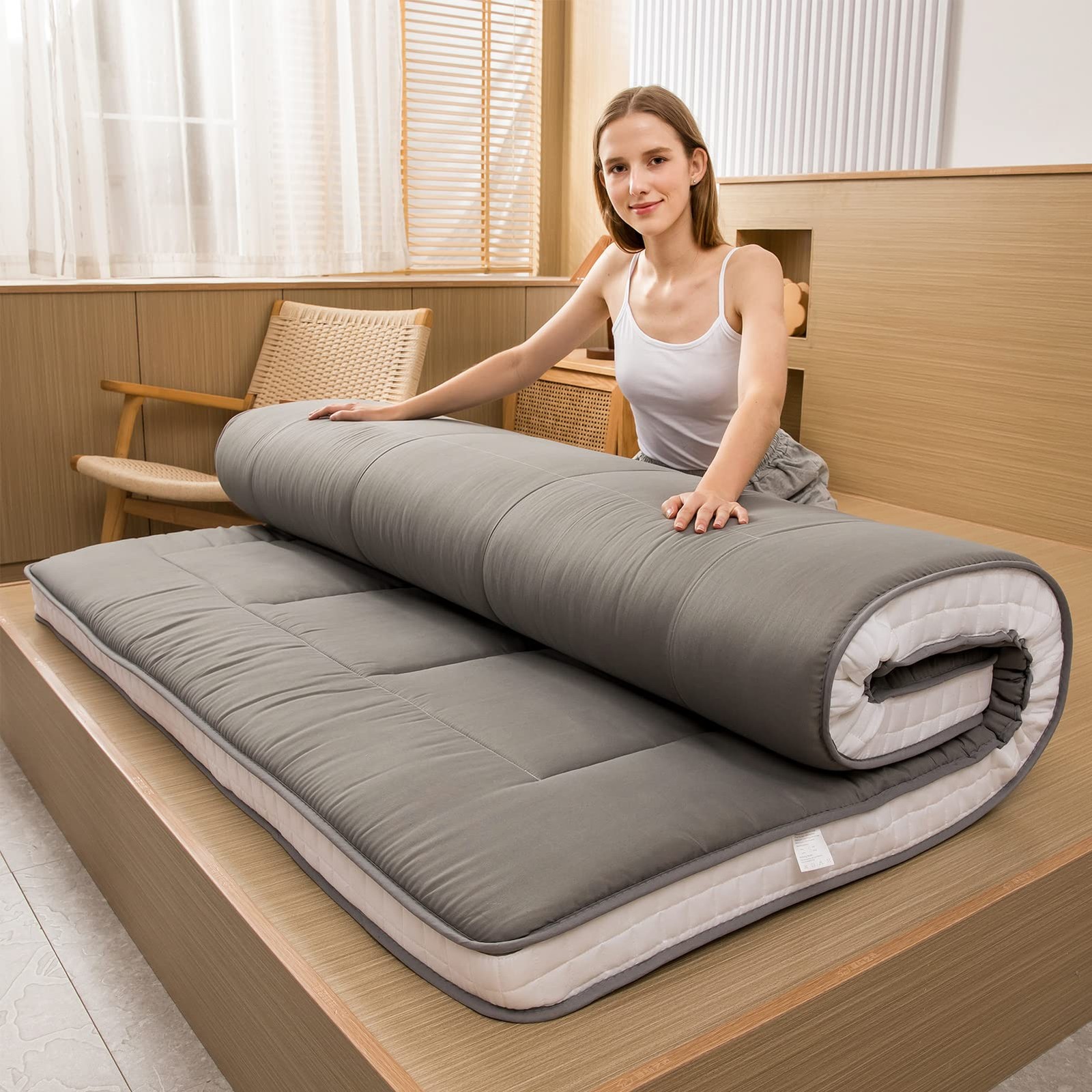 King Futon Foam Mattress Topper, Japanese Foldable Mattress Bed, Extra Thick …
