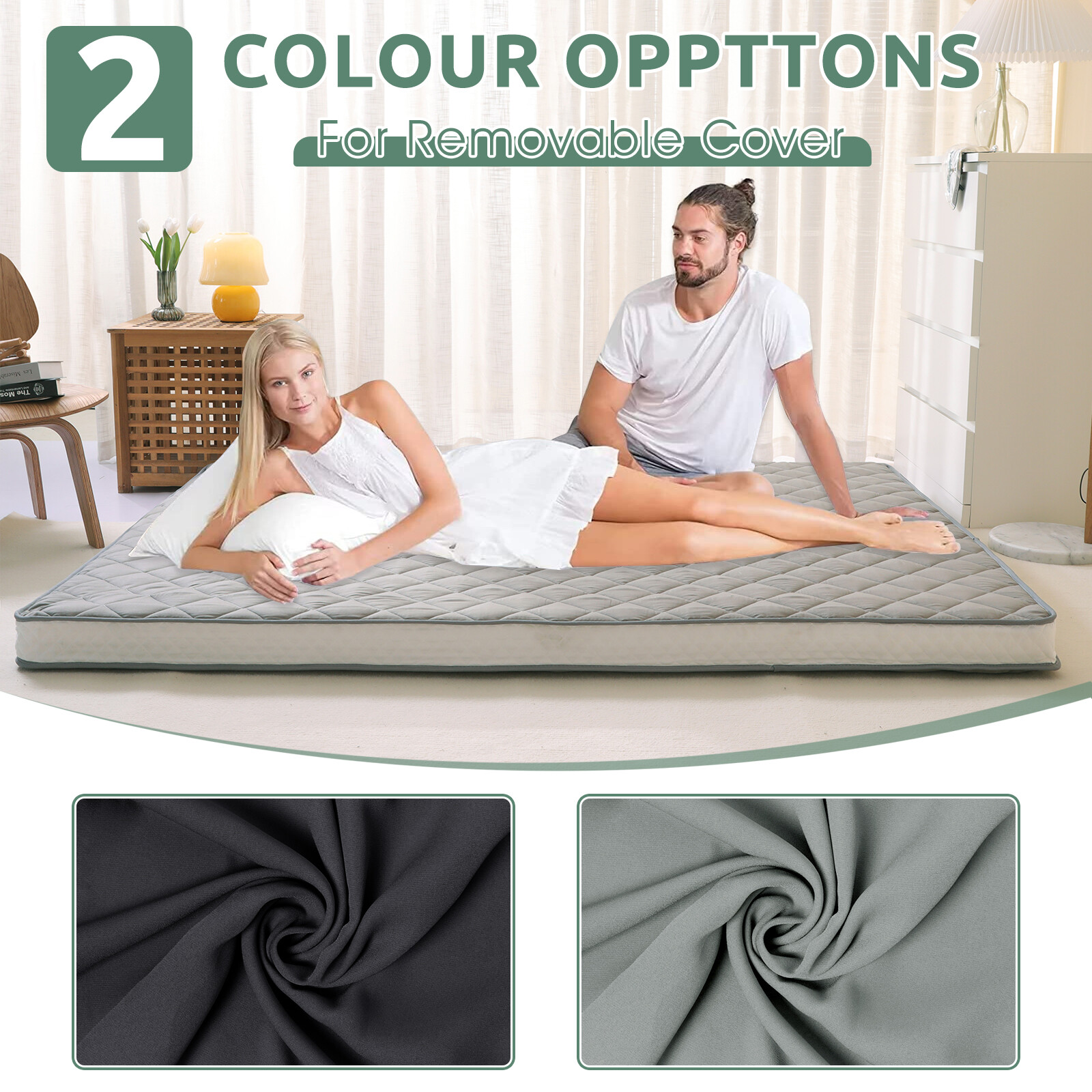 NAIZEA Japanese Floor Mattress Potable Floor Sleeping Pad 80x60x4in Queen Size