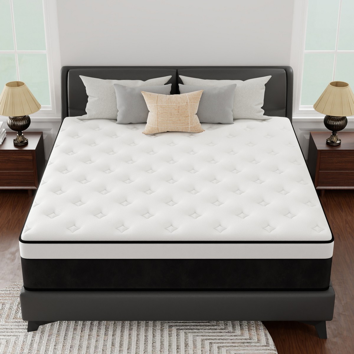 12 Inch Queen Size Mattress Gel Memory Foam Pocket Spring Hybrid Medium Firm Bed