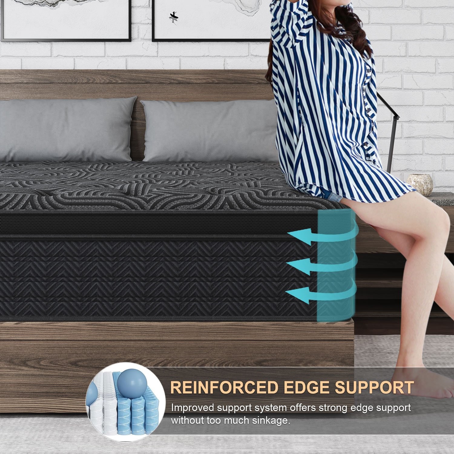 9″ 14″ Twin Full Queen King Size Mattress in a Box Hybrid Spring Gel Memory Foam