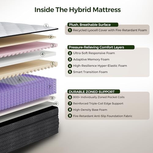12 Inch Queen Mattress in a Box: Hybrid Memory Queen (U.S. Standard) 12 Inches