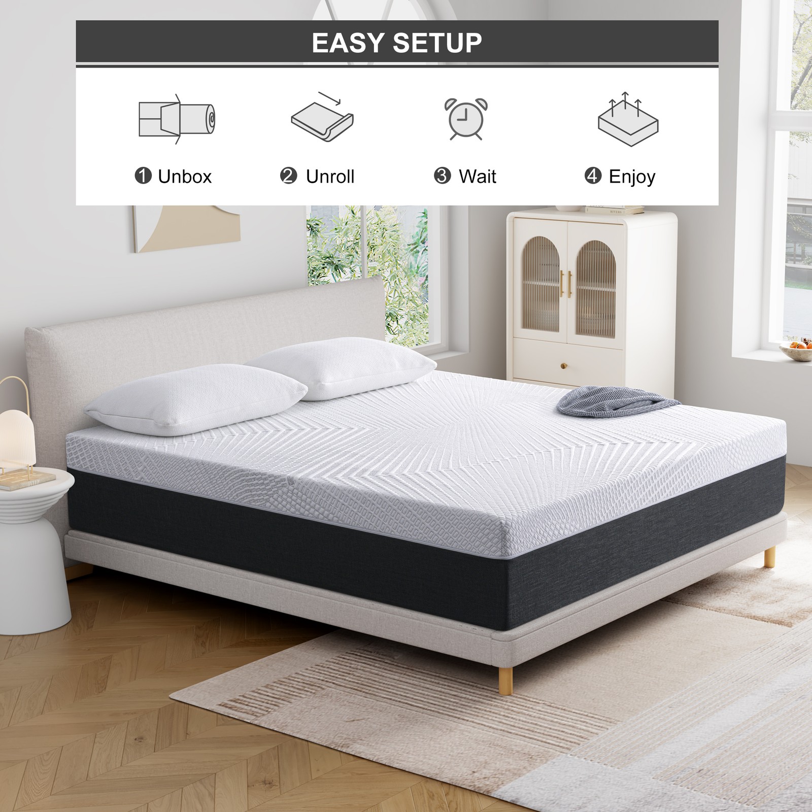 8/10/12In No-Noise Gel Memory Foam Mattress Twin Full Queen King Szie Mattress