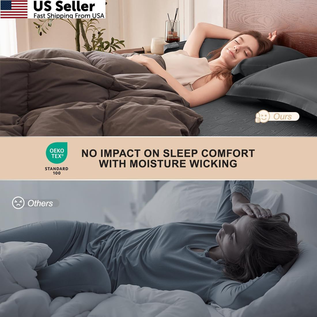Black Premium Jacquard 100% Waterproof Queen Mattress Protector, Queen,