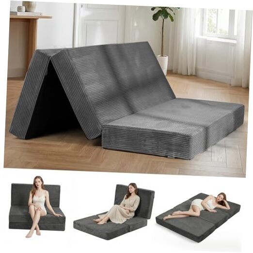 Erament Folding Mattress Size, Trifold Mattress 6 inch Foldable Queen Grey