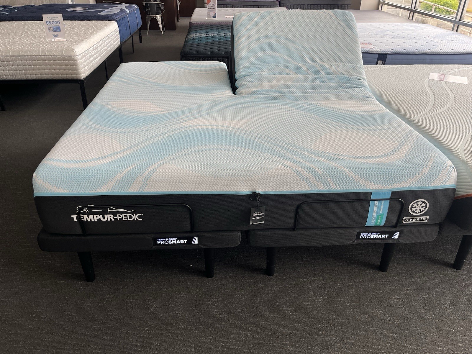 TempurPedic LuxeBreeze 2.0 Medium Hybrid Split Head King Mattress+ ProSmart Base