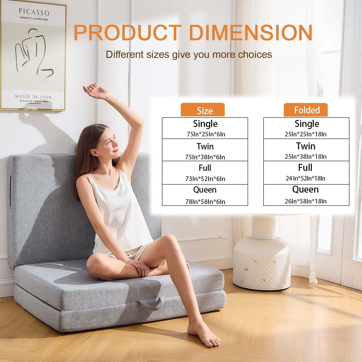 Trifold Mattress Full，6 Inch Folding Mattress Twin,Foldable Mattress,Tri Fold…