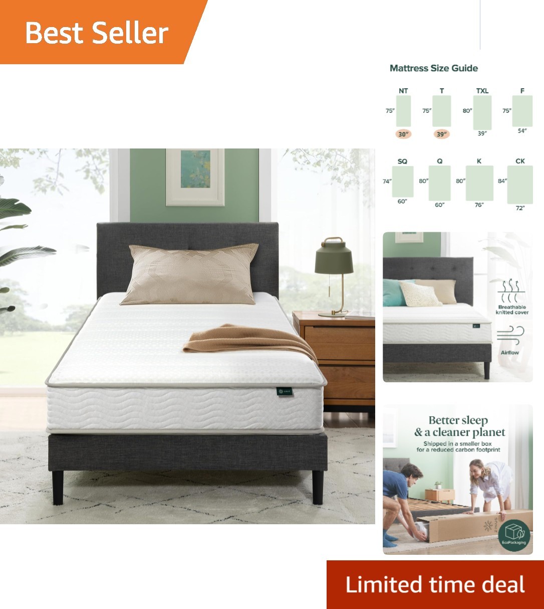 Twin XL Foam & Spring Mattress – 6 Inch, Certified Safe, Medium Firm Support