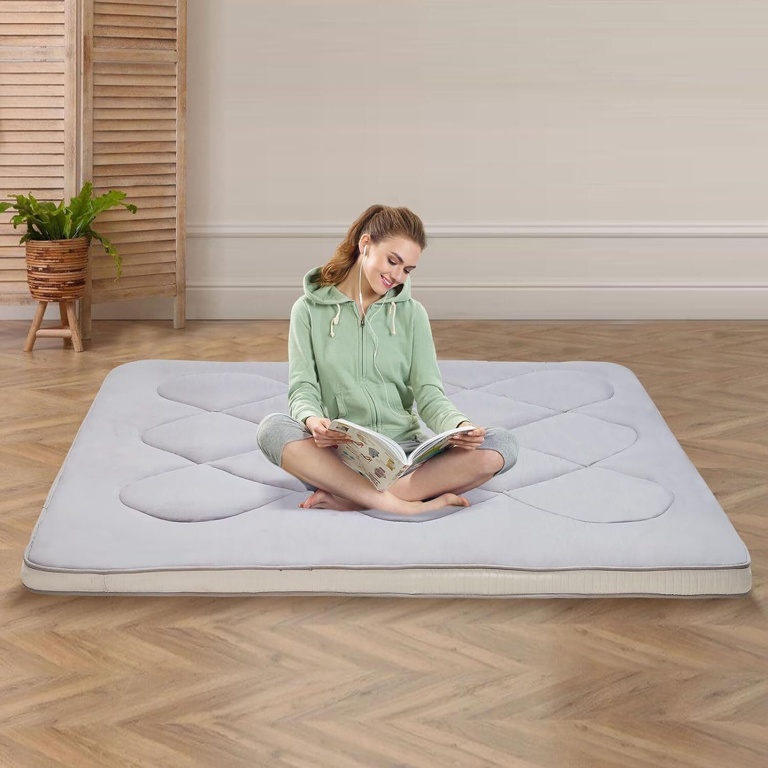 NAIZEA Japanese Futon Floor Mattress Sleeping Pad Mat for Dorm Bedroom GuestRoom