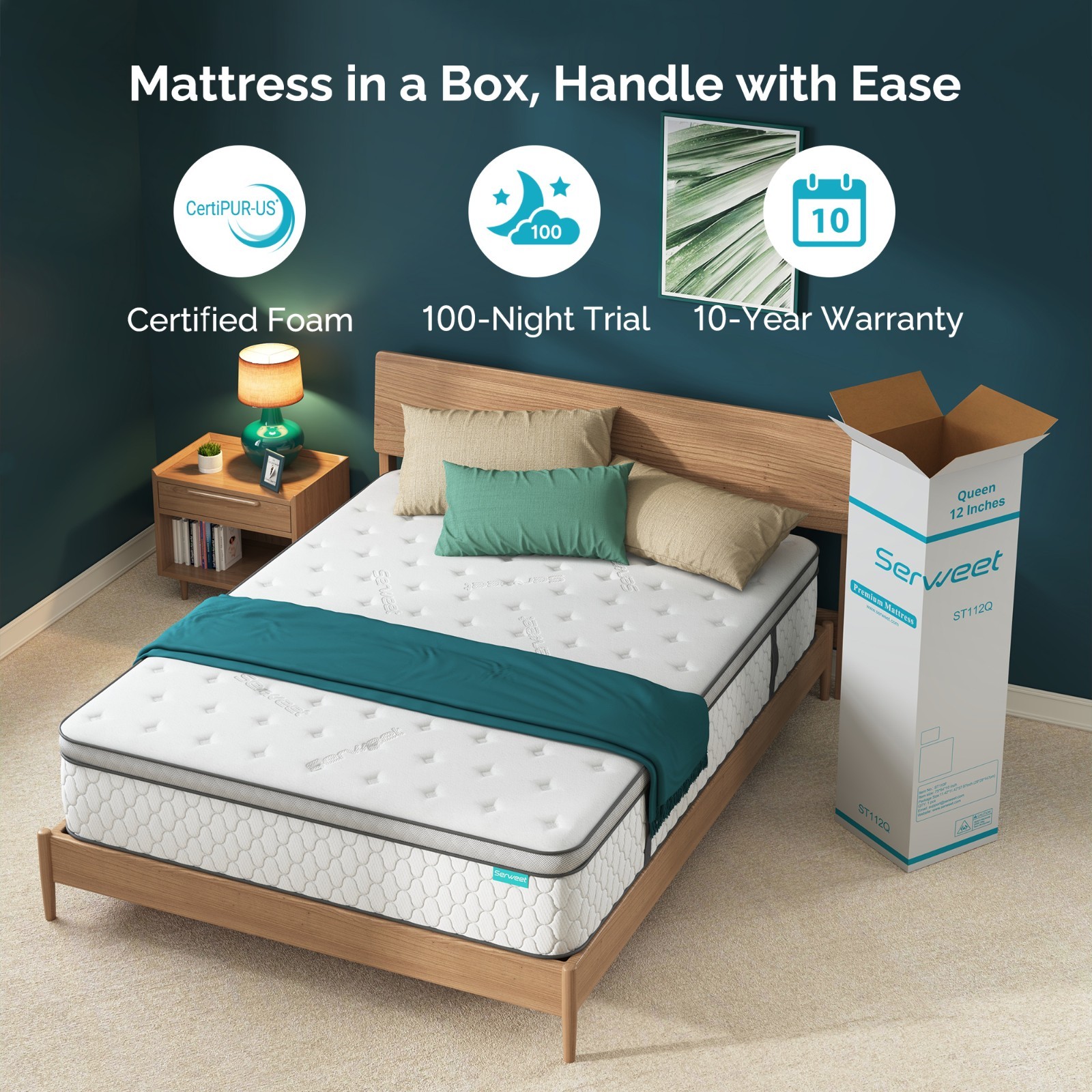 8/12 inch Gel Cooling Memory Foam Hybrid Mattress Pocket Spring, Full Queen Size