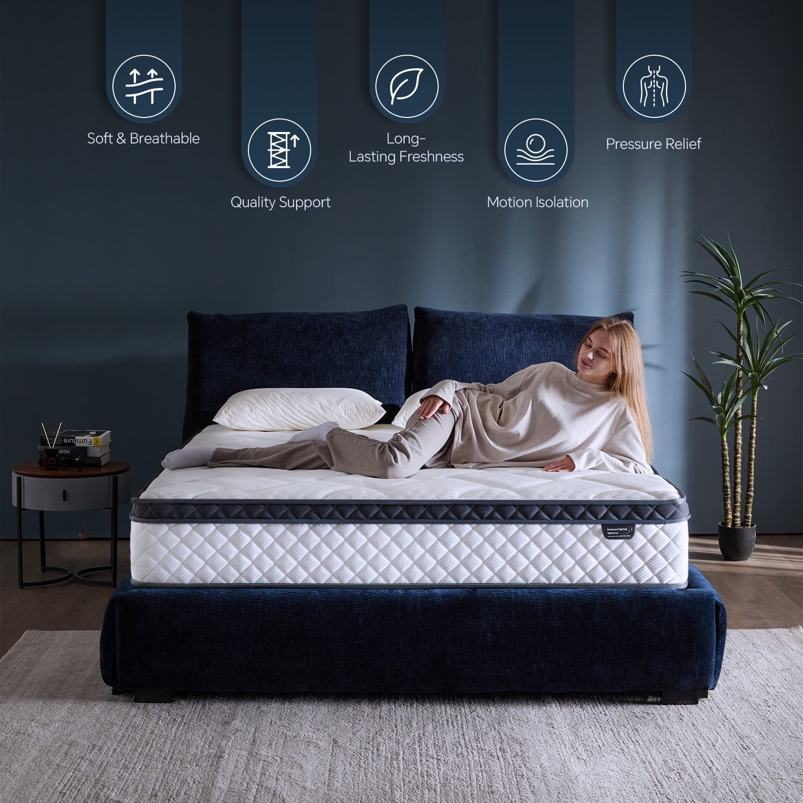 10″ Colchon Queen Gel Memory Foam Hibrido Cama Queen Hybrid Mattress Medium Firm