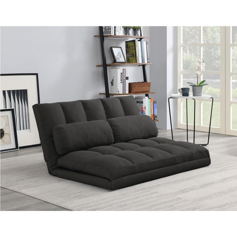 3 Fold Sofa Bed Folding Mattress with 2 Pillows Black High Density Foam Filling