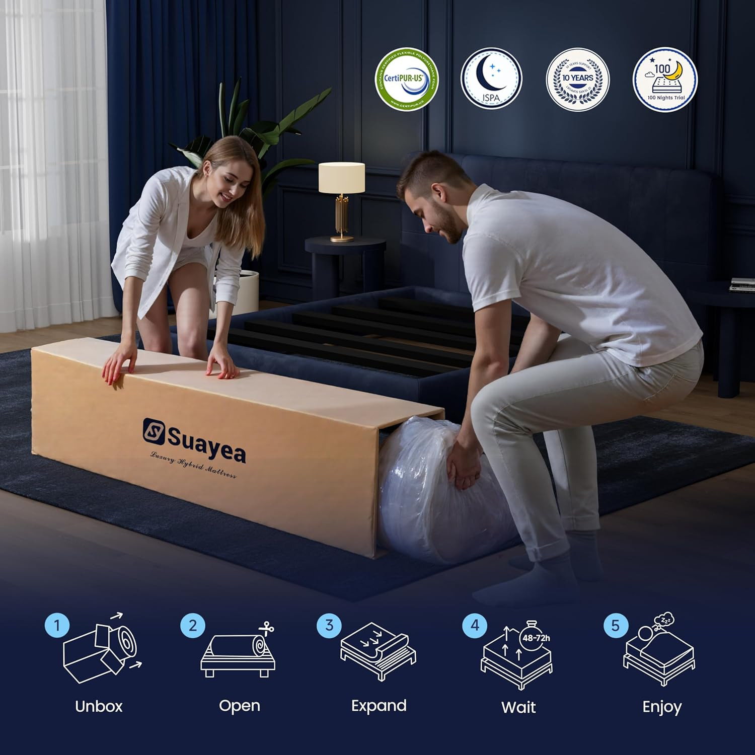 Upgraded 14″ King Size Cool Gel Memory Foam Hybrid Mattress for Ultimate Comfort
