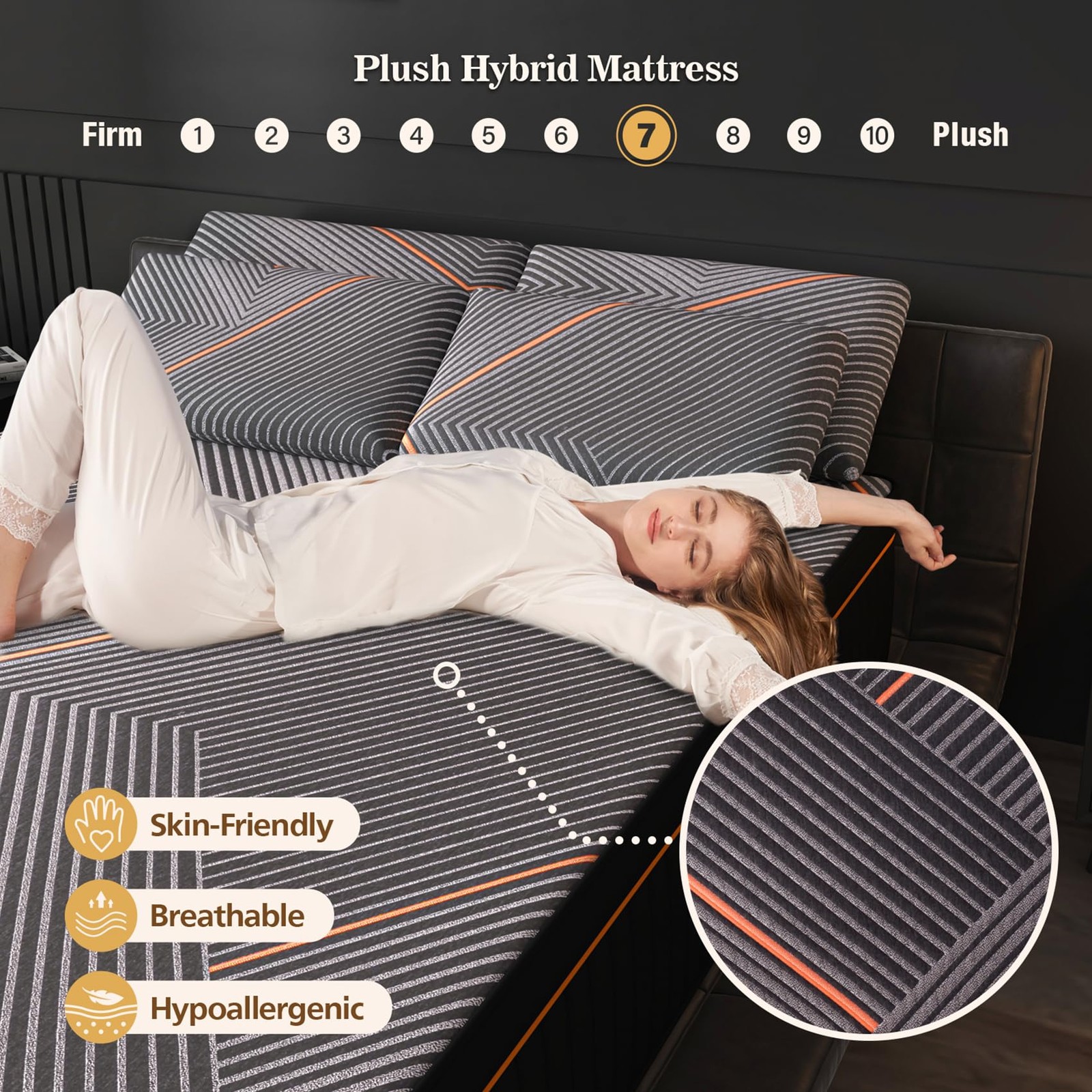 Mattress California King 14 Inch Plush Hybrid Soft Memory Foam CertiPUR-US