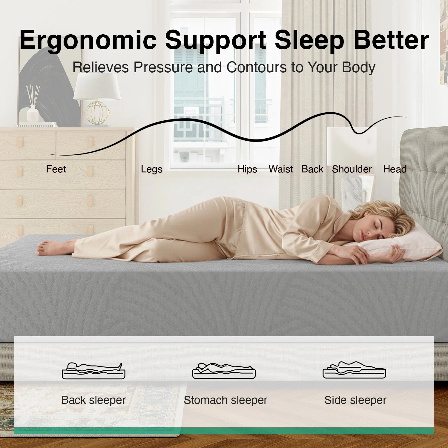 Atease 8″ Twin Size Medium Adult Memory Foam Mattress