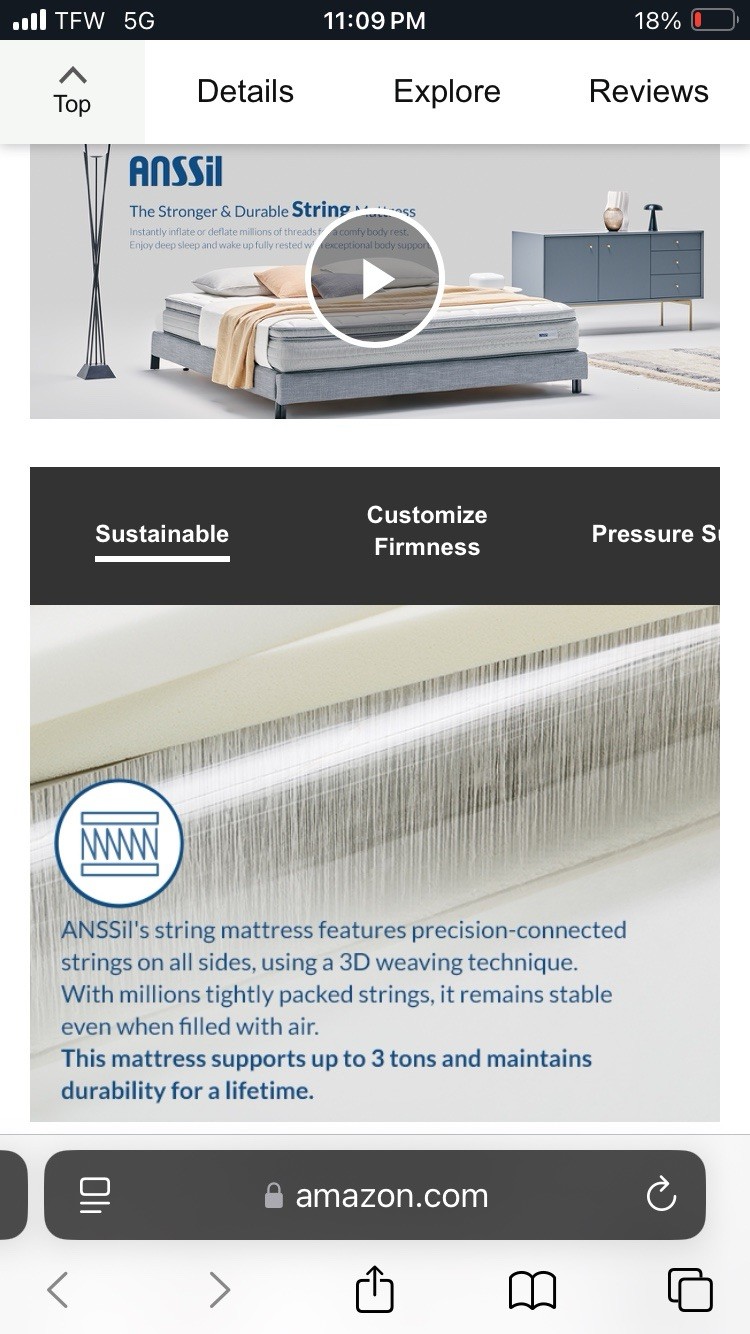 Anssil Flat Grid Plus Full Mattress Extra Firm With No Spring And 3D Technology