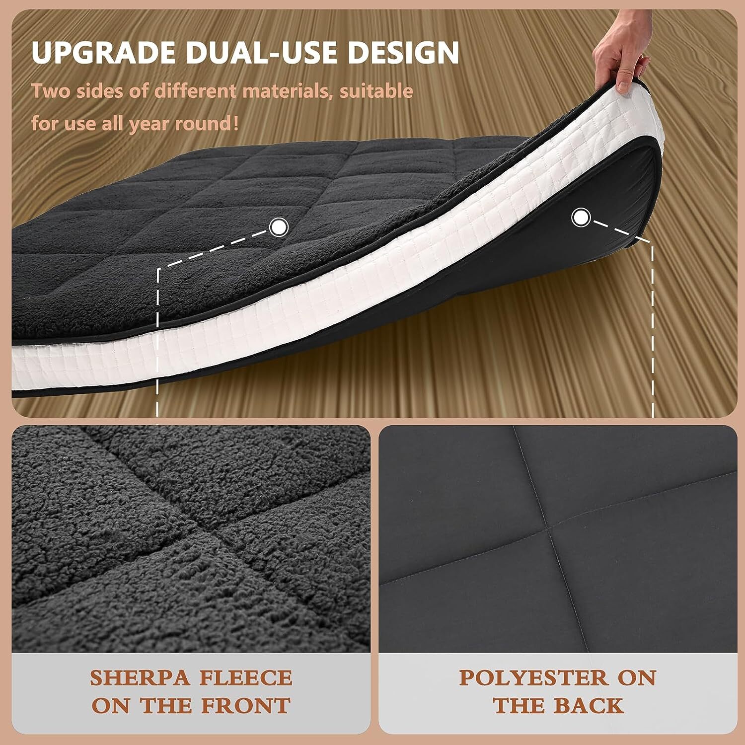 4″ Fold Sleep Floor Mat Single Bed Memory Foam Topper Camping Guest Mattress