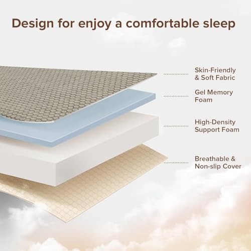 Memory Foam Trifold Mattress Portable Floor Bed 6 Inch, Queen 6 Inch-Grey