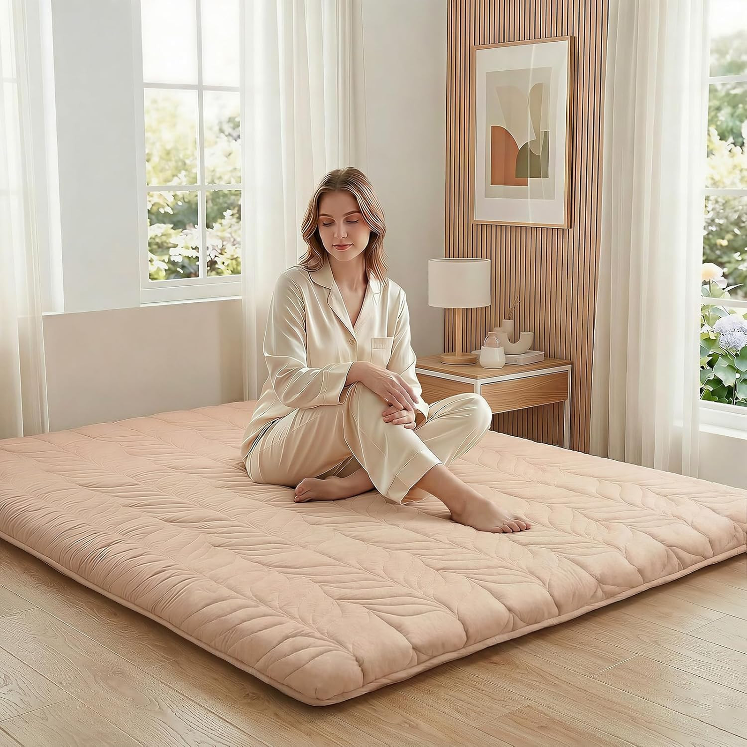 Zonli Japanese Floor Mattress Futon Mattress Full Size, Thicken Roll up Tatami M