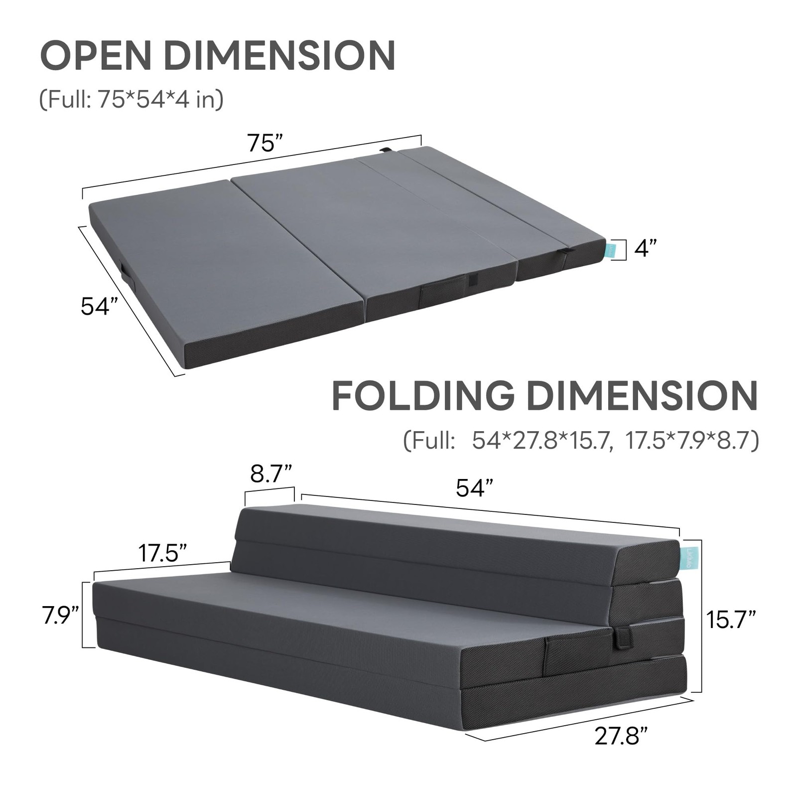 Folding Mattress Full, High Density Foam Mattress with Breathable and Washabl…