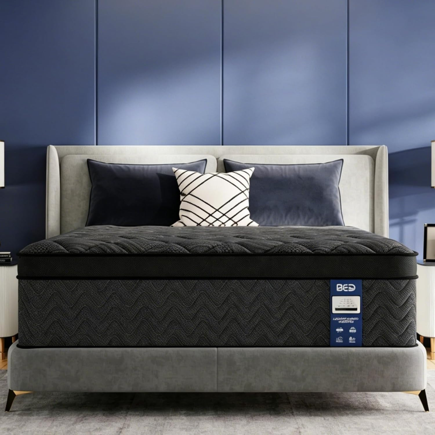 Hiboss King Size Mattress (Upgraded), 14 Inch Luxury Hybrid King Mattress in a B