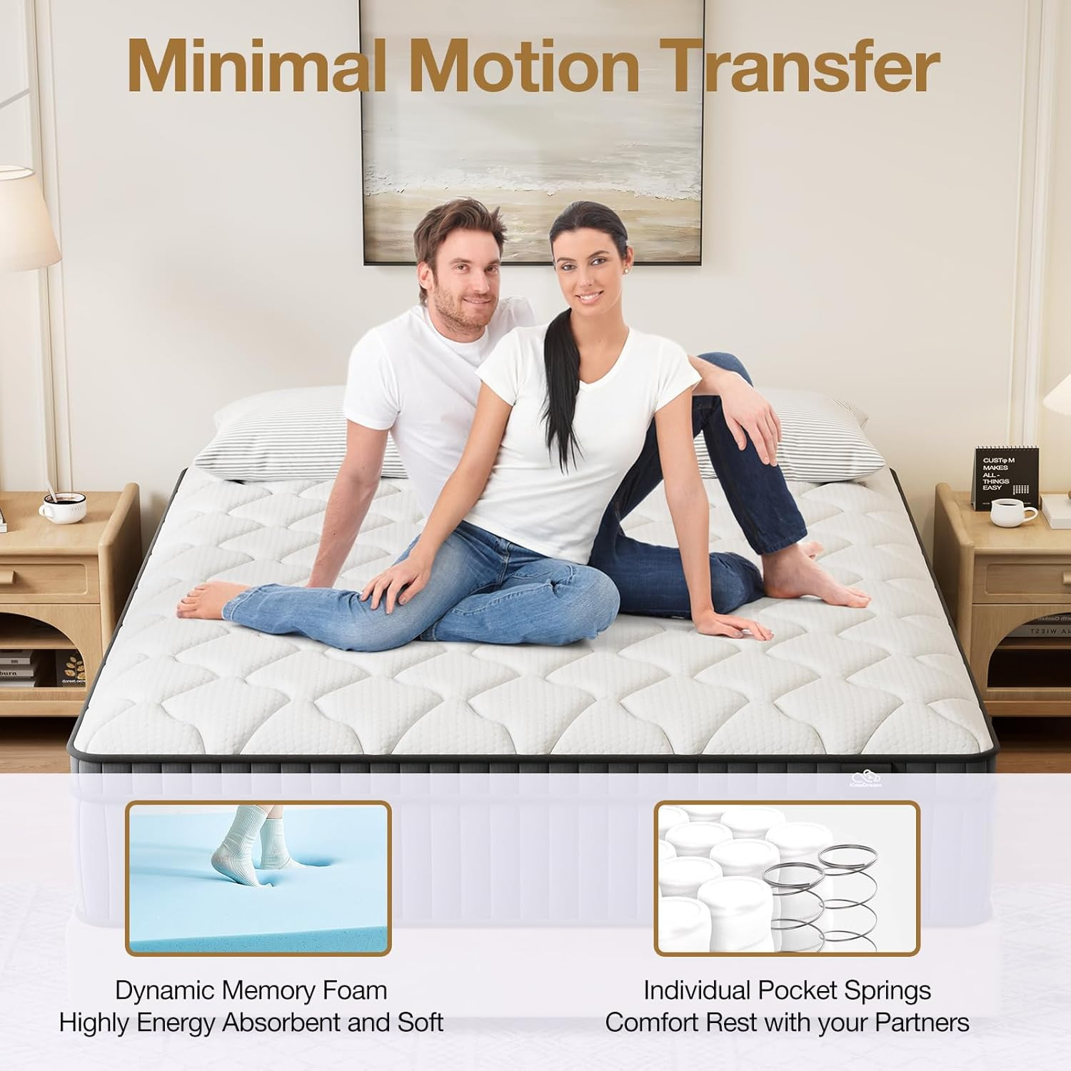 12 Inch Full Size Mattress, Gel Memory Foam and Pocket Spring Hybrid with Plush