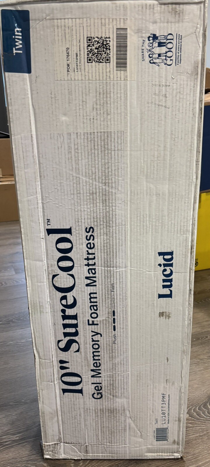 Lucid 10″ SureCool Gel Memory Foam Mattress Medium LU10TT3PMF Twin Size