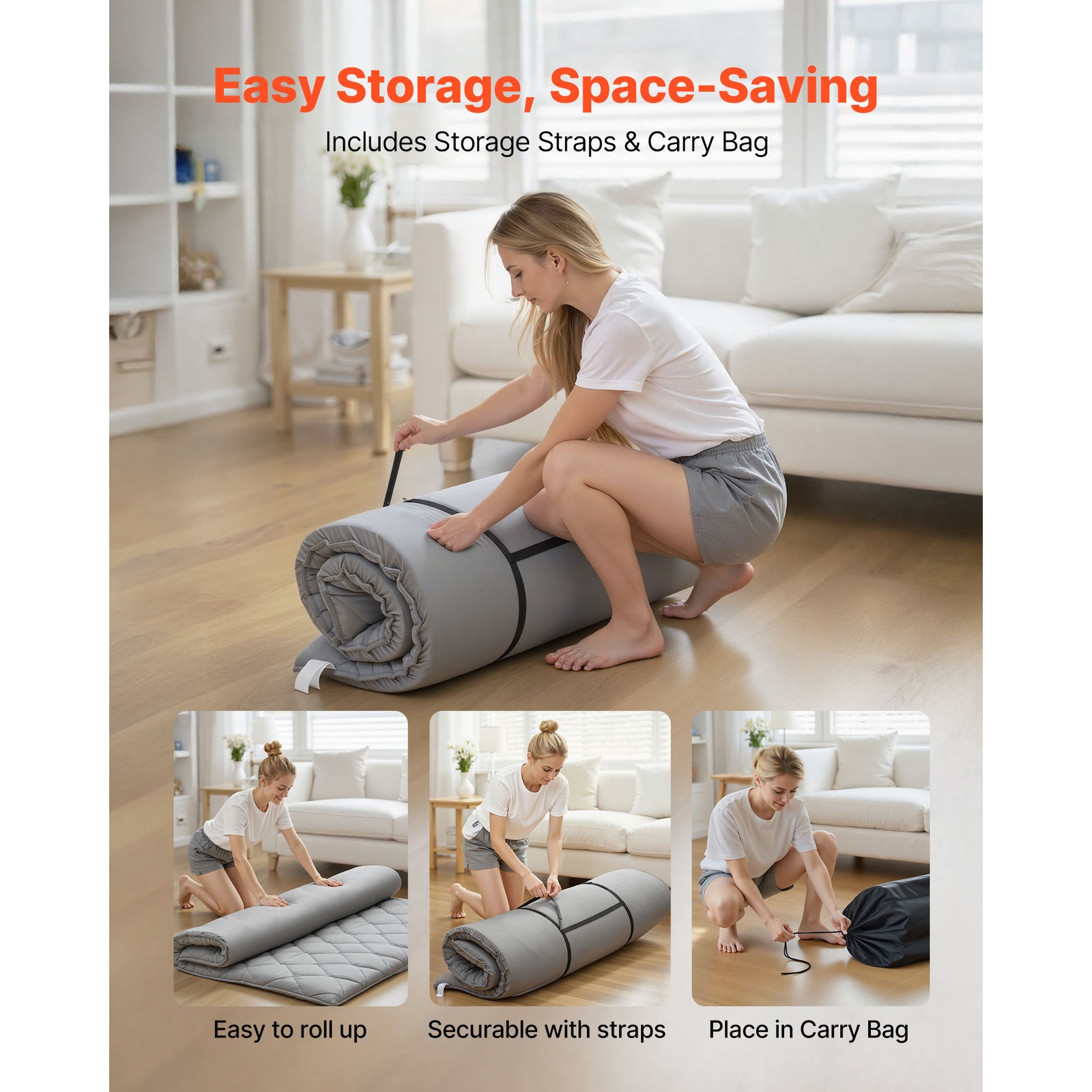 Uimoso Japanese Tatami Mattress Full/Twin/Queen Foldable Futon Mat Storage Bag