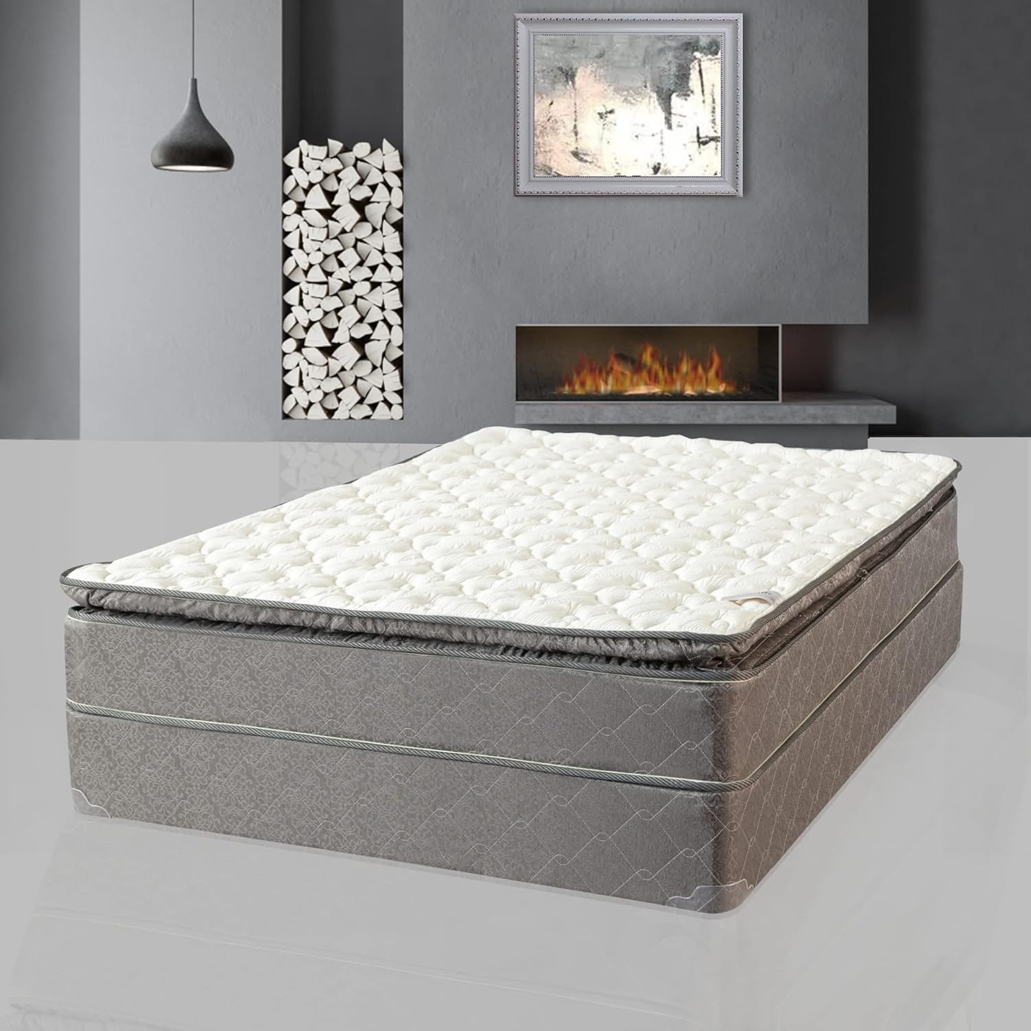 Queen 10-Inch Plush Pillowtop Innerspring Mattress & 8″ Box Spring