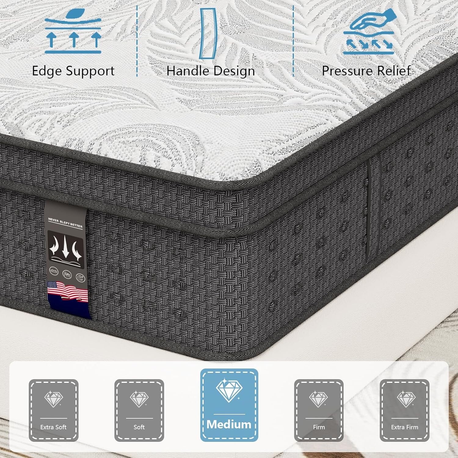 14″ Queen Hybrid Mattress Memory Foam Pocket Spring Mattress, Motion Isolation
