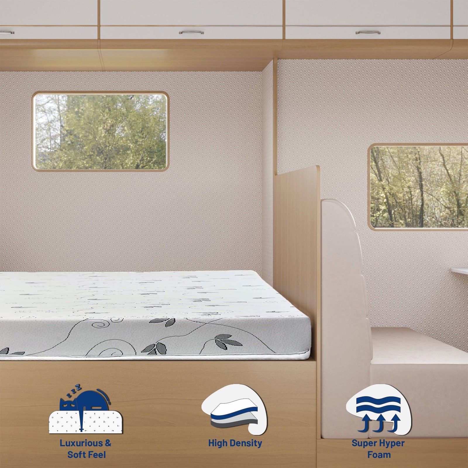 , 6-Inch High-Density Foam RV Mattress , Medium Firm, Good for Trailers, Camp…