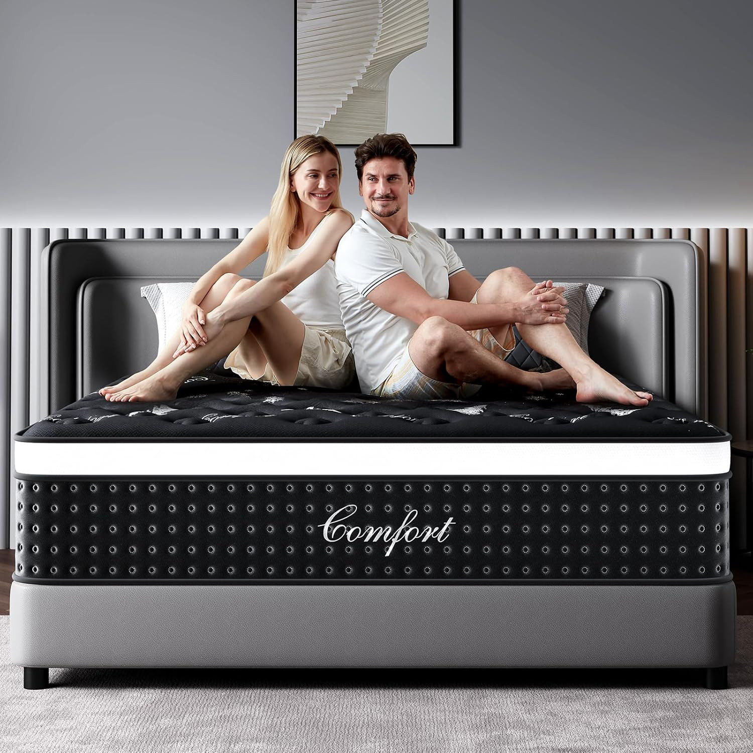 12″ Queen Hybrid Memory Foam Mattress for Back Pain Relief & Comfort