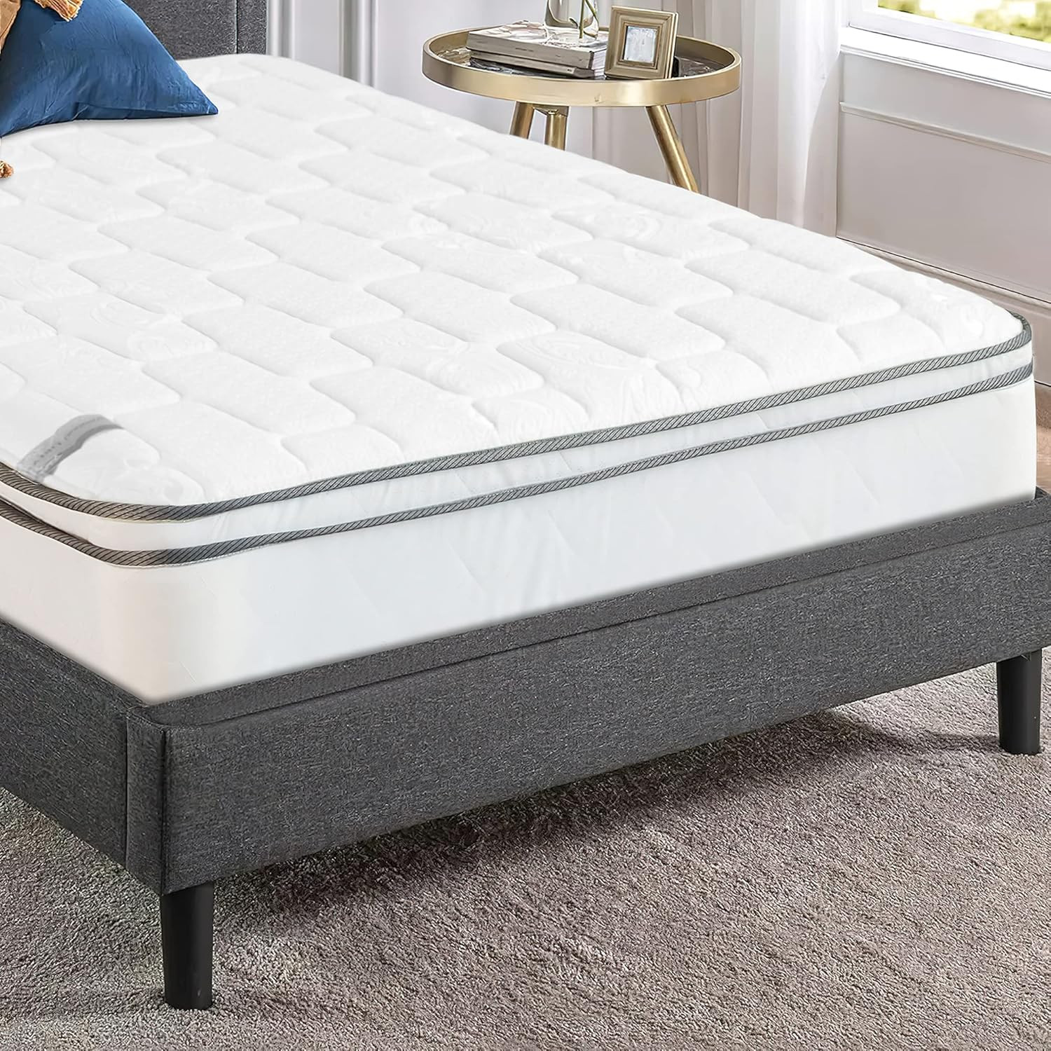 8-Inch Twin Hybrid Euro Top Mattress with Pocket Coils & Motion Isolation