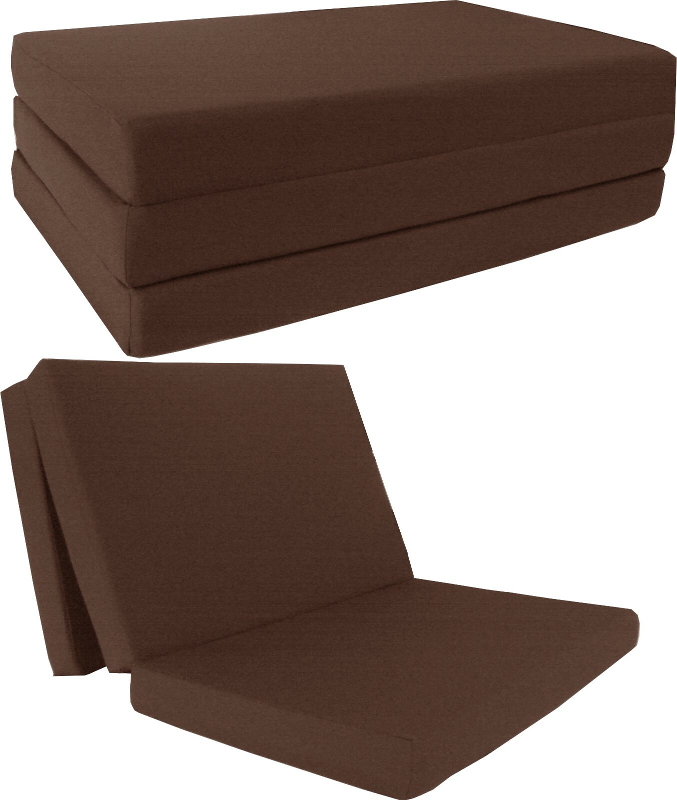 Full Trifold Foam Beds, Foldable Mattresses, Cushions, Seats 4x54x75, Brown