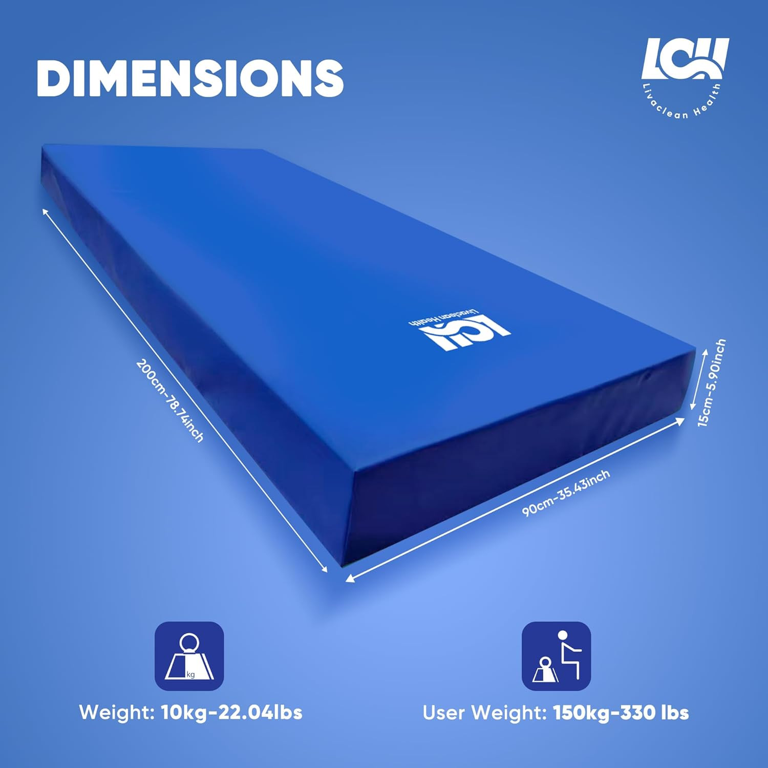 Hospital Bed Mattress – Twin XL 80″X36″X 6″ Gel 40Mm Memory Foam Medical Mattres