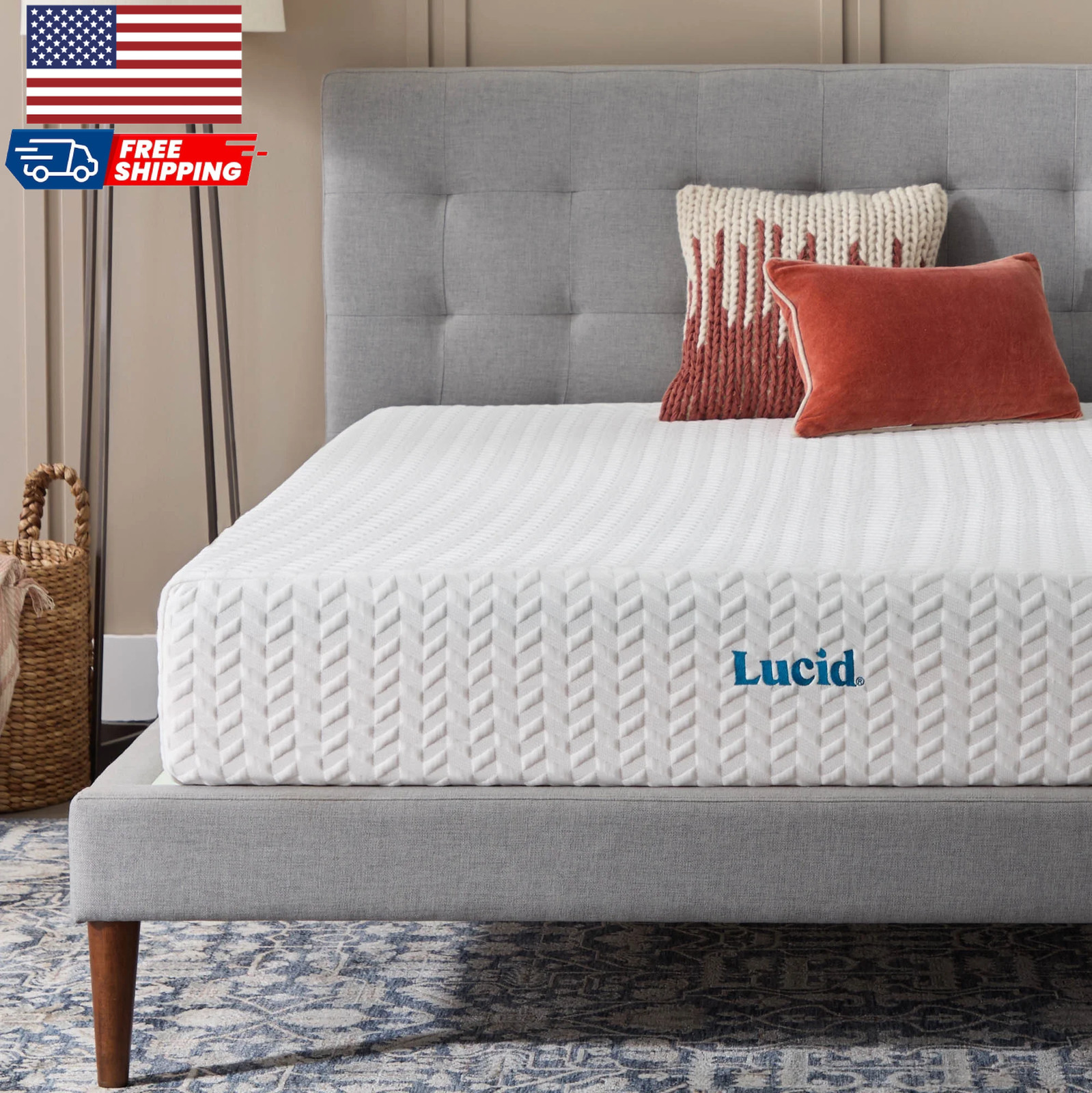 Lucid Refresh 10″ Dual-Layer Gel Memory Foam Mattress Firm Cooling Bed in a Box
