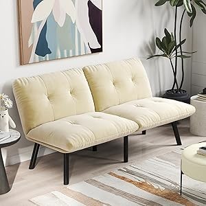 63″ L x 32″ W x 31″ H Cre Convertible Folding Sofa Bed Fabric Metal Fre