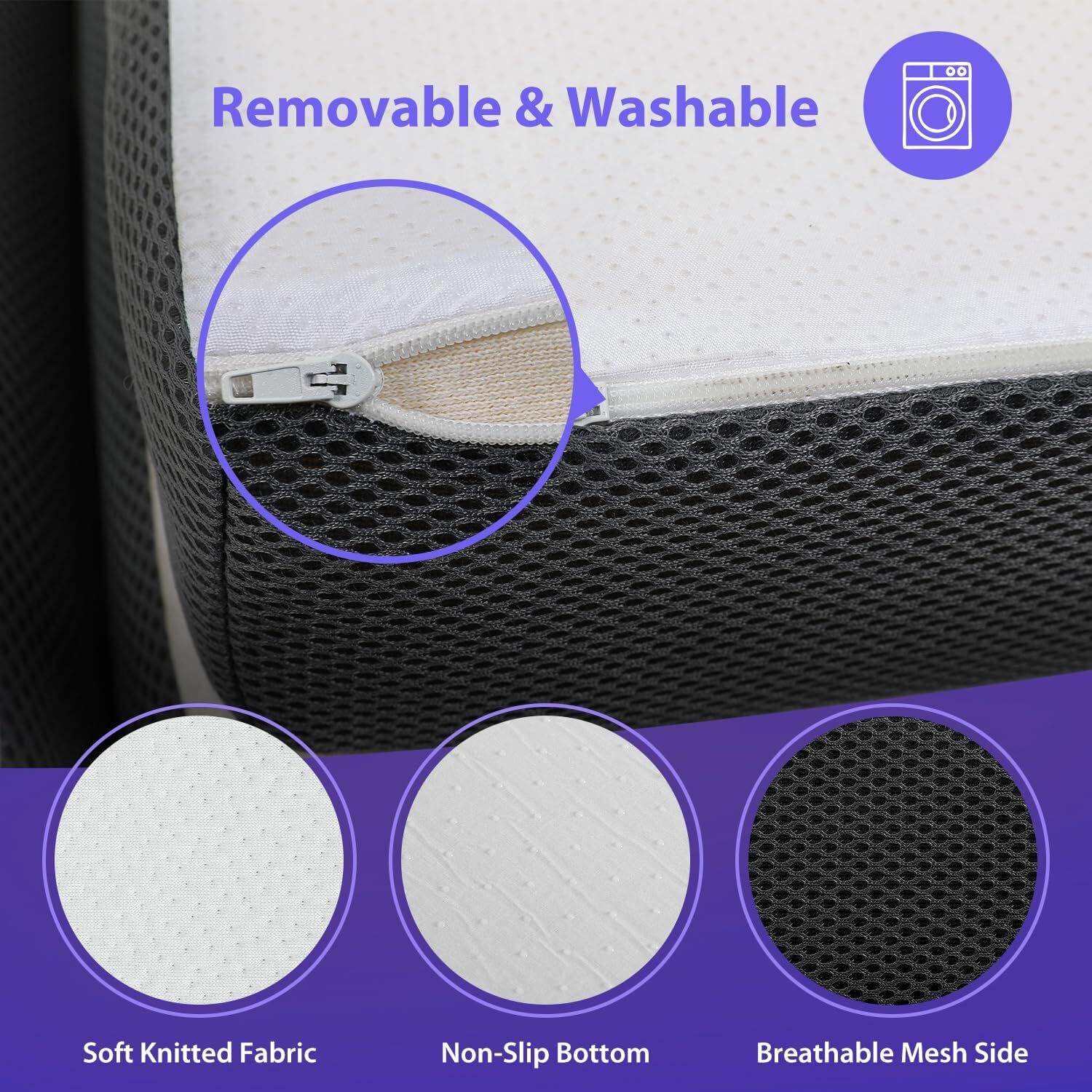 3 inch Folding Mattress Tri Fold Memory Foam Mattress Topper with Washable Cover