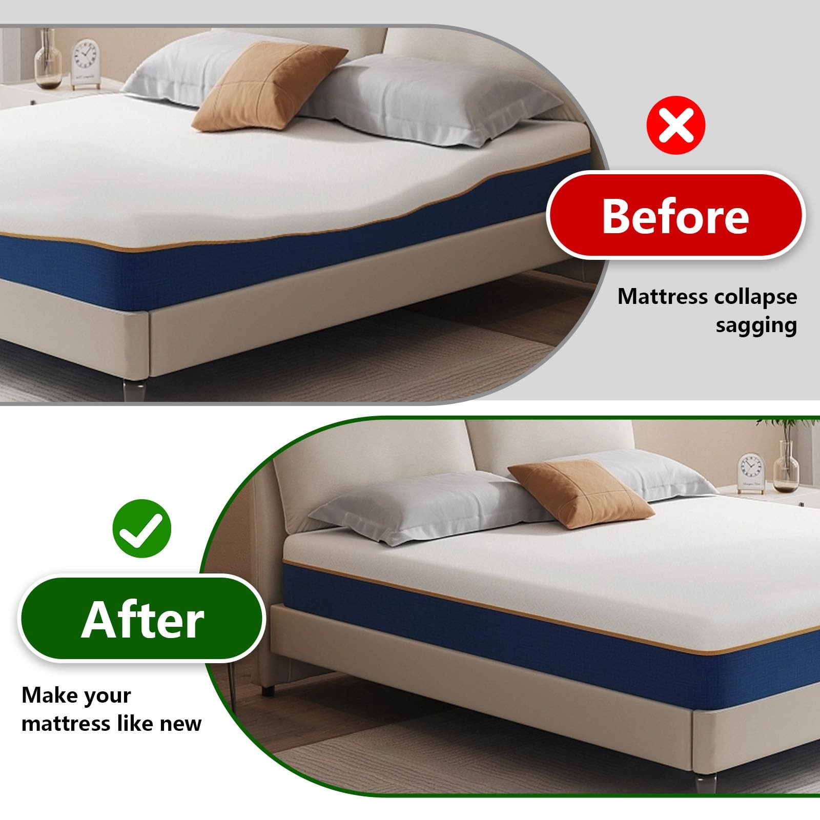60″ L Sagging Mattress Dip Fixer High Density Under Mattress Foam for Sinking…