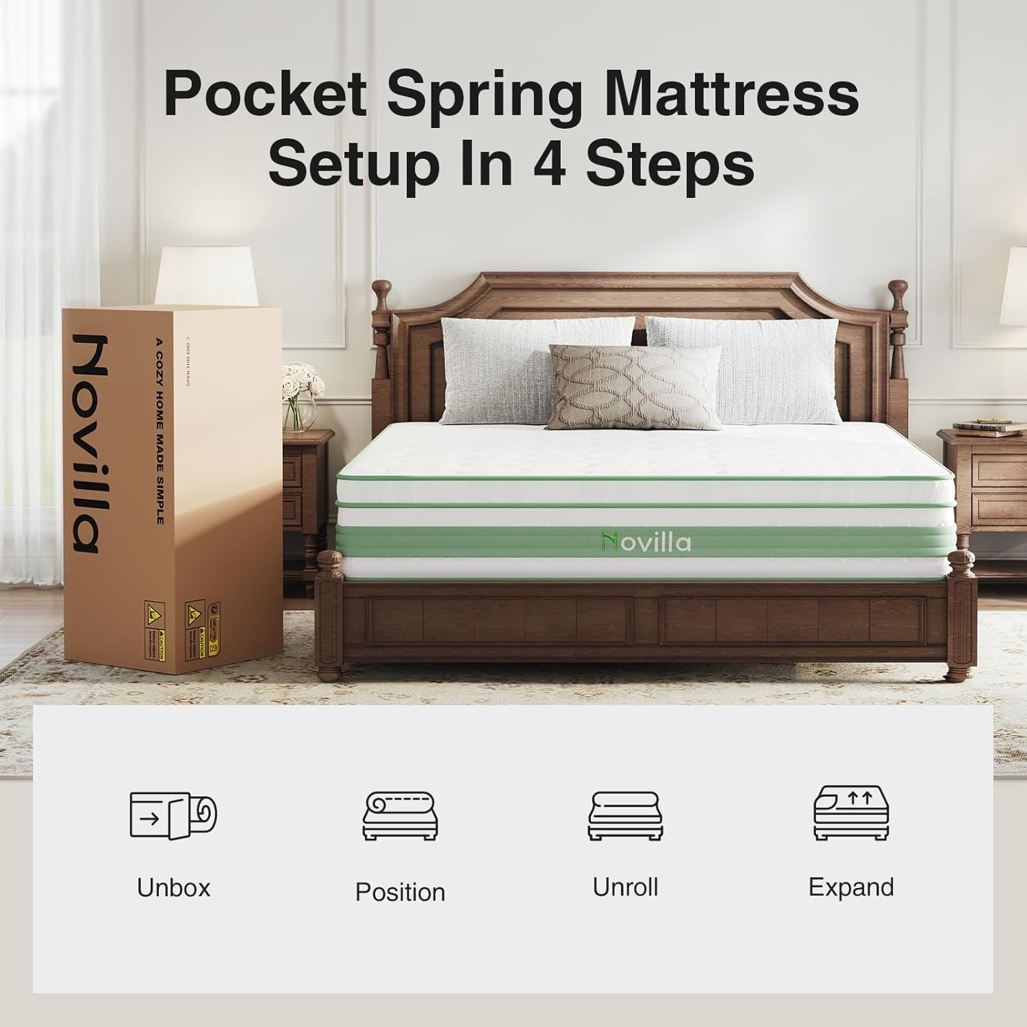 14″ Queen Hybrid Mattress – Gel Memory Foam & Pocket Springs, Medium Firm
